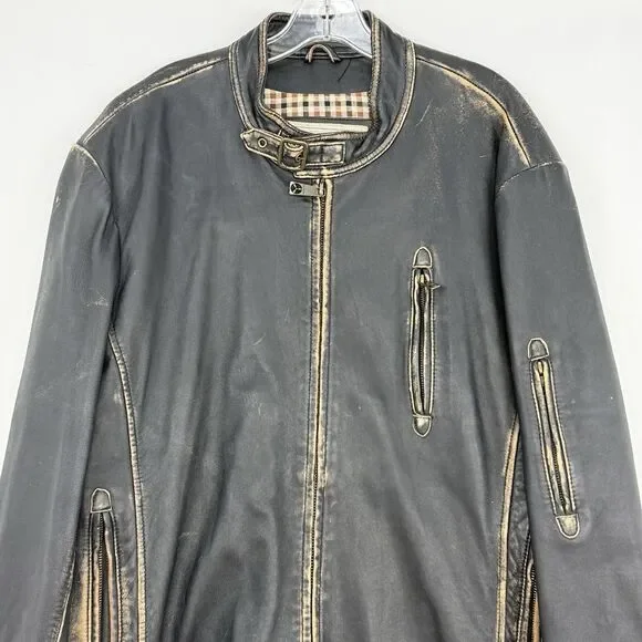 Top Gun Leather Jacket Mens XXL Distressed Moto Aviator Vintage Aviation - Picture 11 of 16